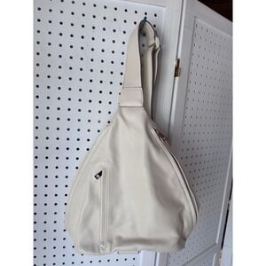 A New Day Faux Leather Sling Backpack Purse Shoulder Bag Ivory Cream
